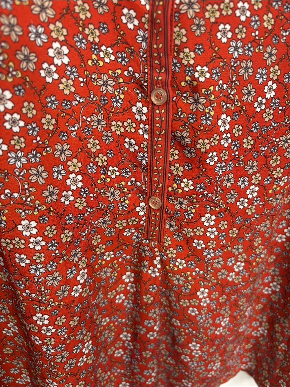 Max Studio Rust-Red Floral Button Front Blouse - Picture 9 of 12